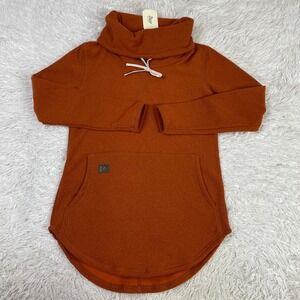 NWT Deso Sweater Womens Medium Brick Orange Tallac Pullover Cowl Neck Fleece M